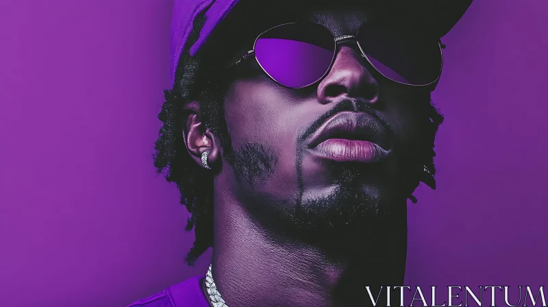 Purple Portrait of a Man with Shades AI Image