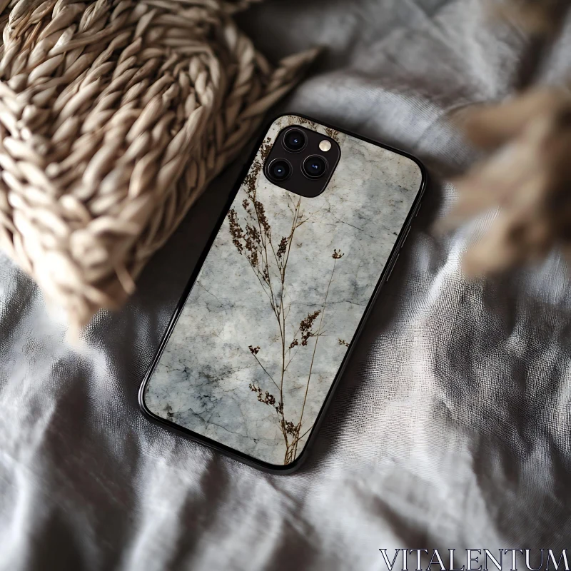 Marble and Flower Mobile Cover AI Image