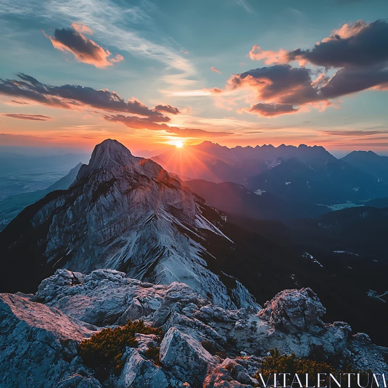 Scenic Mountain Range at Sunset AI Image