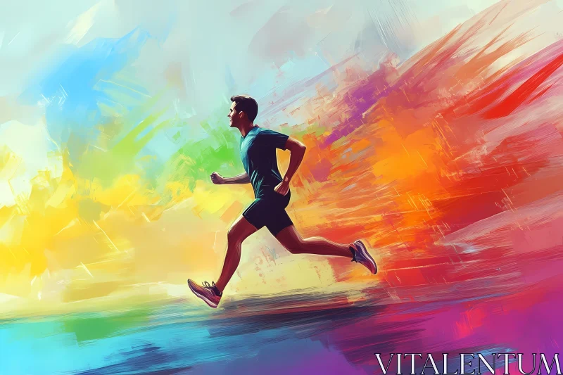 AI ART Energetic Running Illustration with Vivid Colors