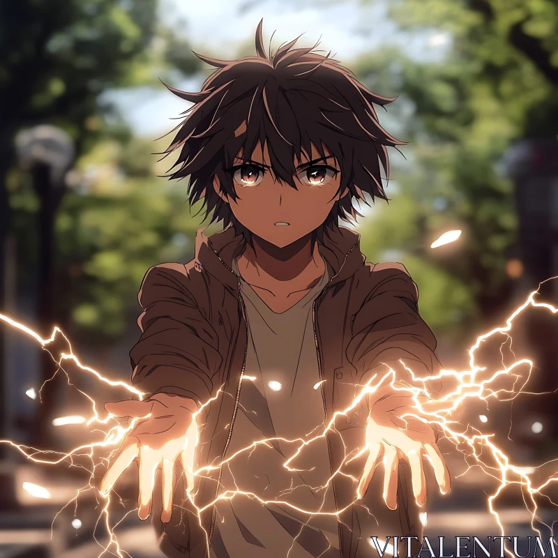 Electrifying Anime Power Display AI Image