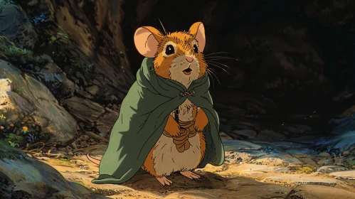 Adventurous Mouse Character with Cloak