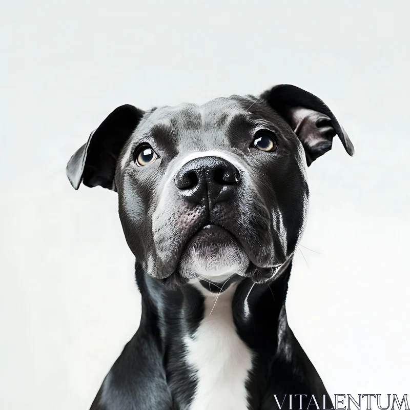 Attentive Black and White Dog Close-Up AI Image