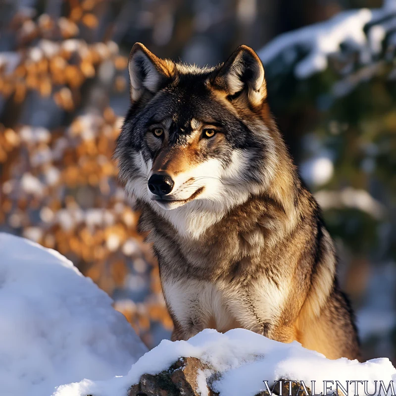 AI ART Snowy Wolf Portrait