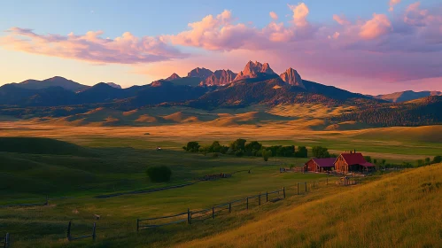 Scenic Mountain View with Farmhouse