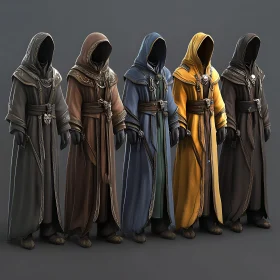 Enigmatic Figures in Hooded Fantasy Robes