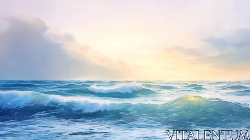 Calm Sea and Pastel Sky AI Image