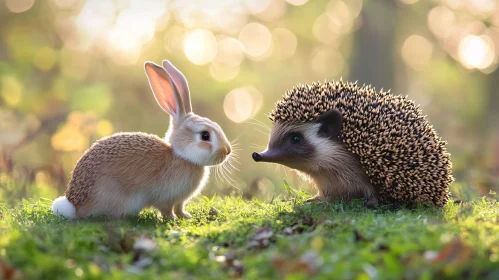 Rabbit and Hedgehog Face to Face