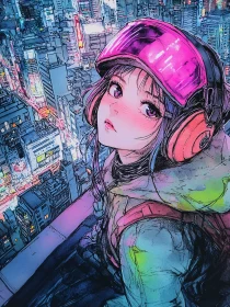 Neon Urban Anime Artwork