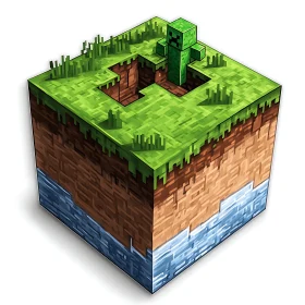 Voxel-Style Digital Art of Terrain Block