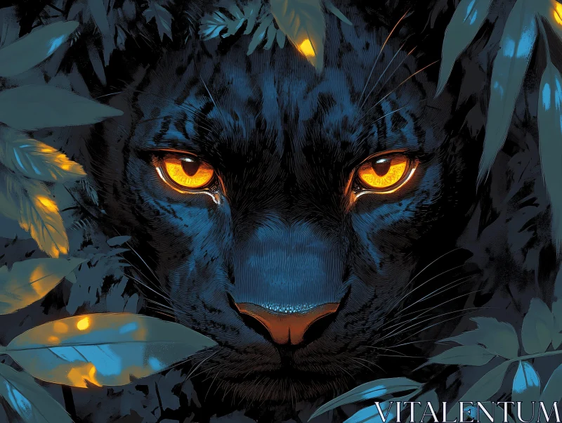 Black Panther Portrait in Jungle AI Image