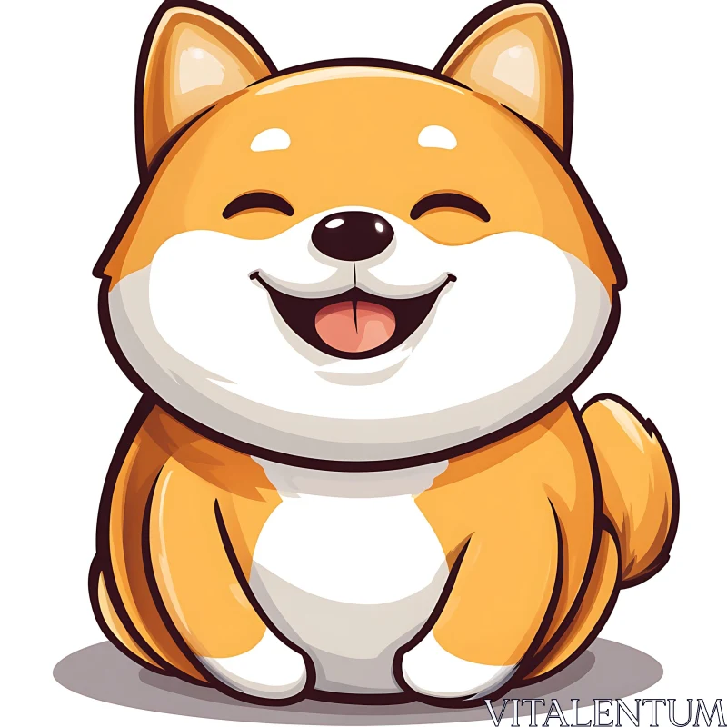 Happy Shiba Inu Cartoon Drawing AI Image