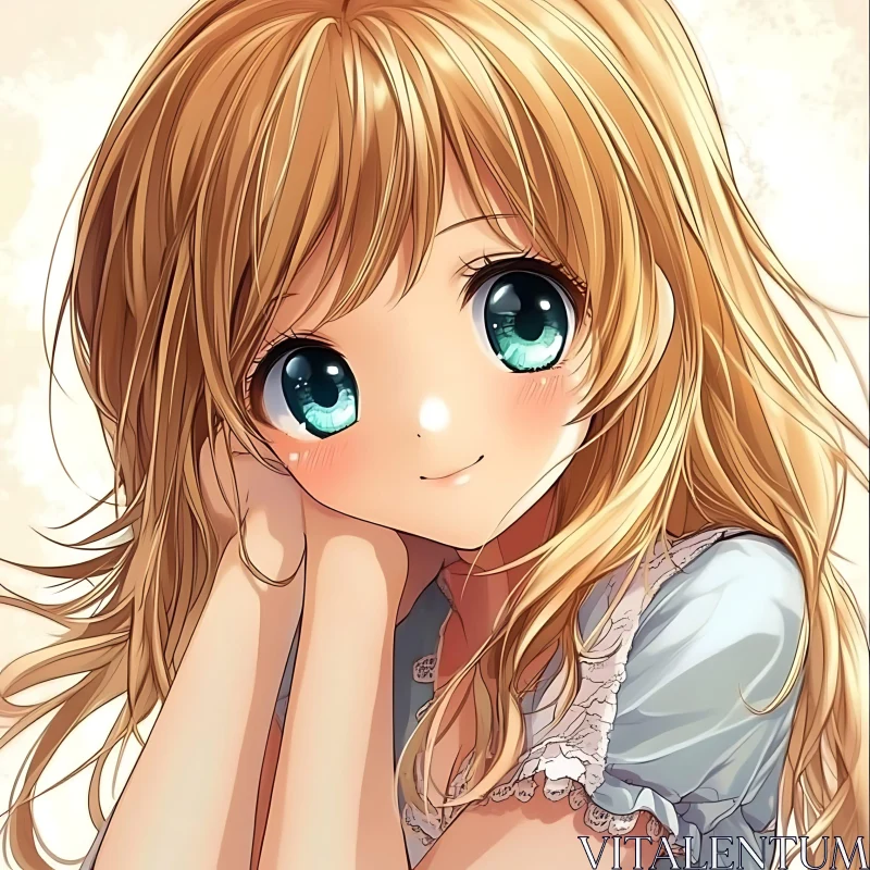 Adorable Anime Girl with Blonde Hair AI Image