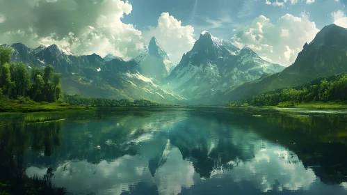 Mountain Lake Reflection Landscape