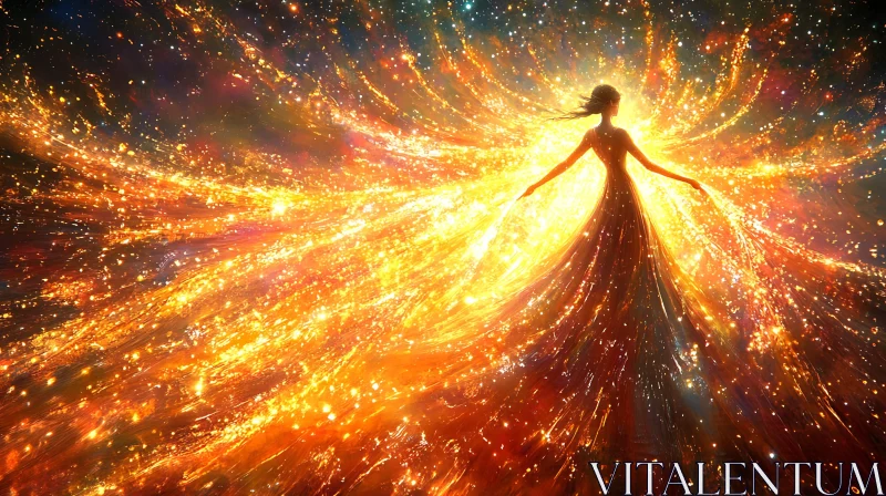 Stellar Woman: A Portrait of Cosmic Light AI Image