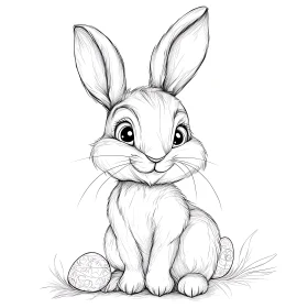 Whimsical Bunny with Easter Eggs