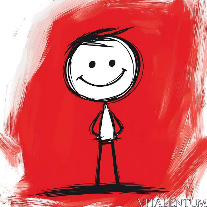 AI ART Smiling Character on Scarlet Canvas