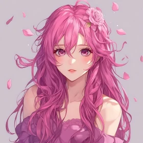 Anime Girl with Flower in Hair