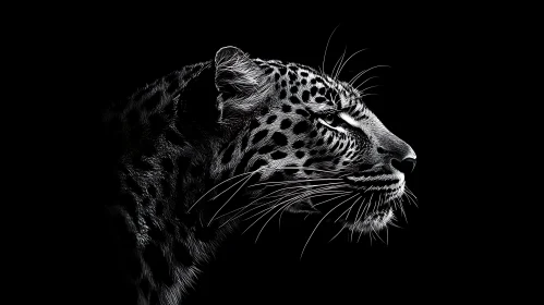 Black and White Leopard Illustration