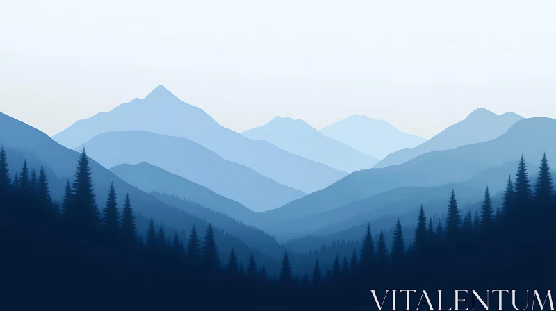 Layered Blue Mountains Landscape AI Image