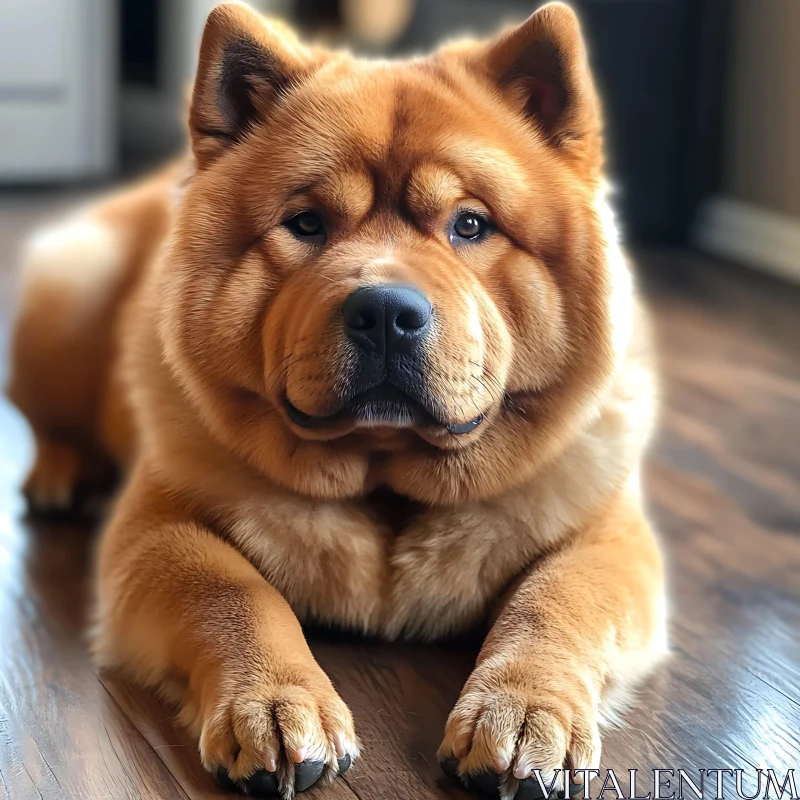 Charming Indoor Portrait Of A Chow Chow Dog AI Image