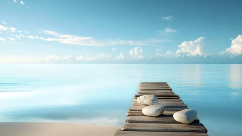 Seascape with Pier and Stones