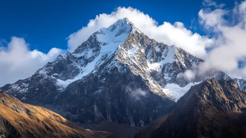 Majestic Mountain Peak with Cloudscape