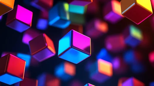 Colorful Geometric Shapes in Dark Space