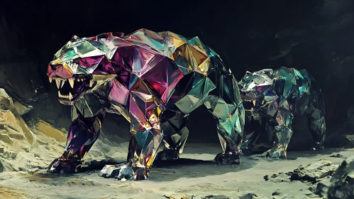 Crystal Bear Sculpture Art