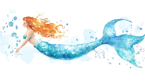 Mystical Mermaid in Watercolor