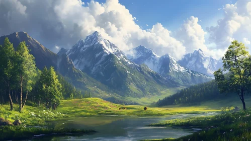 Tranquil Mountain Lake Scene