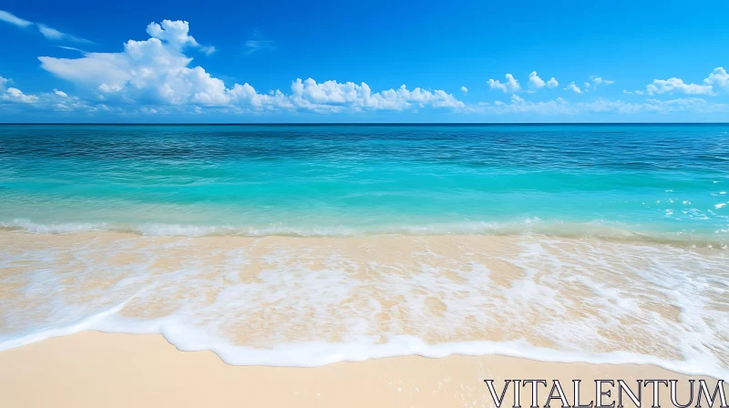 AI ART Seascape with Blue Sky and Sandy Beach