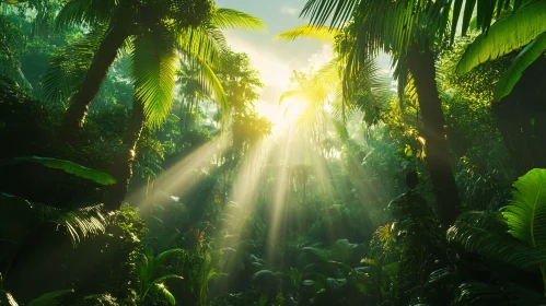 Sunlight Filtering Through Dense Tropical Forest