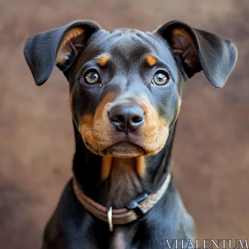 Young Dog with Sleek Black Coat and Curious Expression AI Image