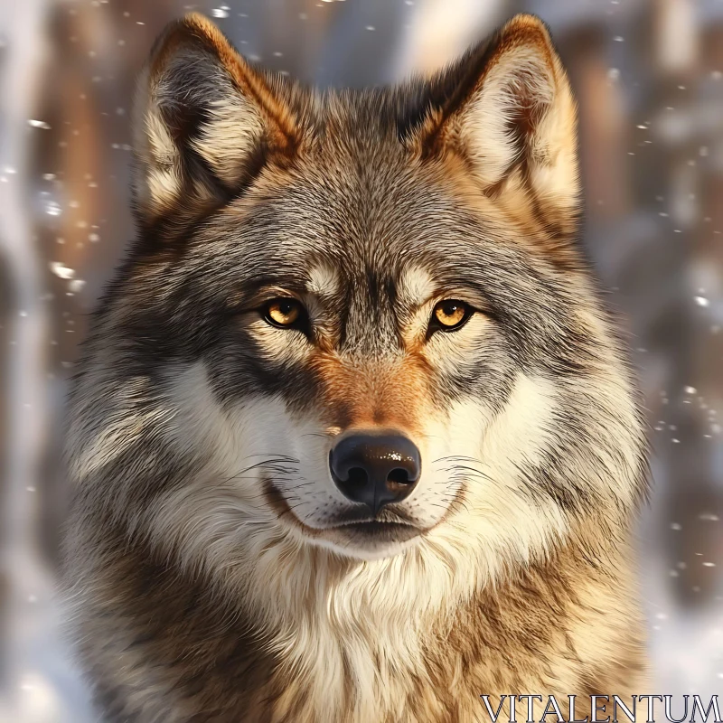 AI ART Close-up of a Wolf in Snow