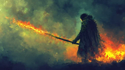 Warrior with Flaming Sword