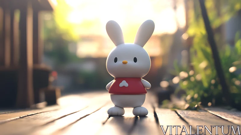 Cute Rabbit Toy in Sunlight AI Image