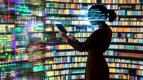 Woman in a Virtual Library