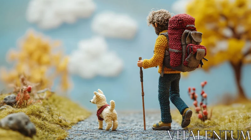 AI ART Handcrafted Hiker and Dog Scene