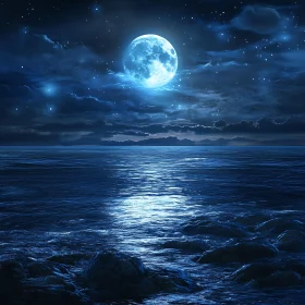 Tranquil Moonlight Reflection on the Sea