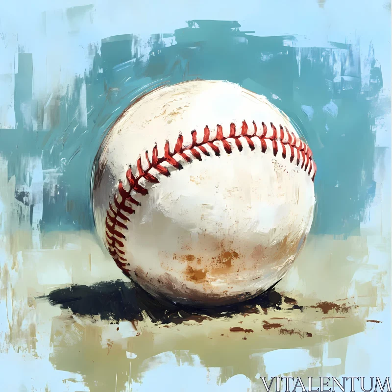 Artistic Baseball with Textured Background  AI Generated Image AI Image