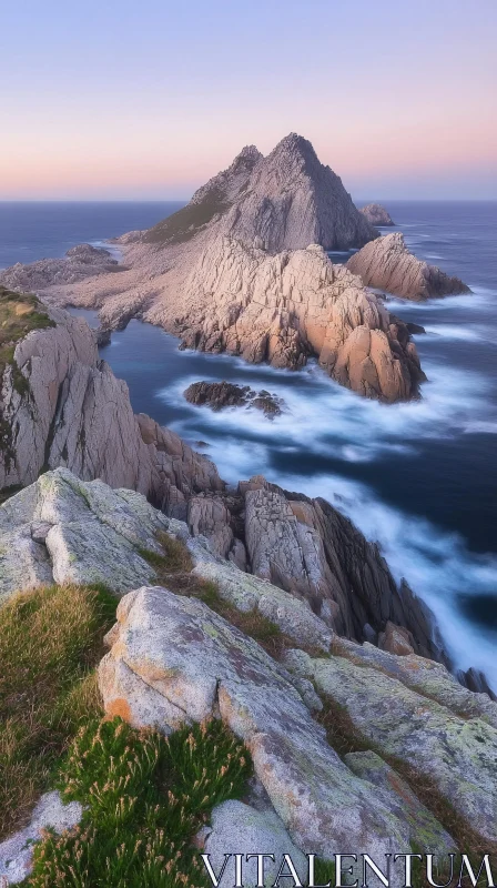 Majestic Coastal Mountains at Sunset AI Image