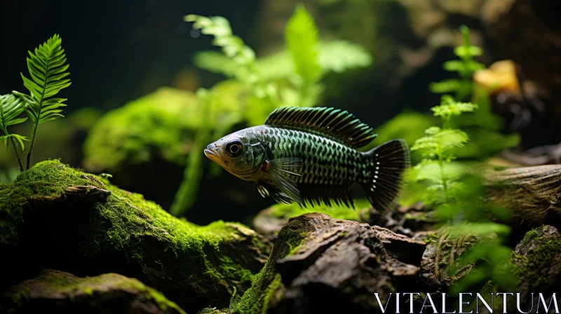 Aquatic Serenity: Small Fish Amidst Emerald Foliage AI Image