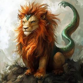 Mythical Lion-Dragon Hybrid Artwork