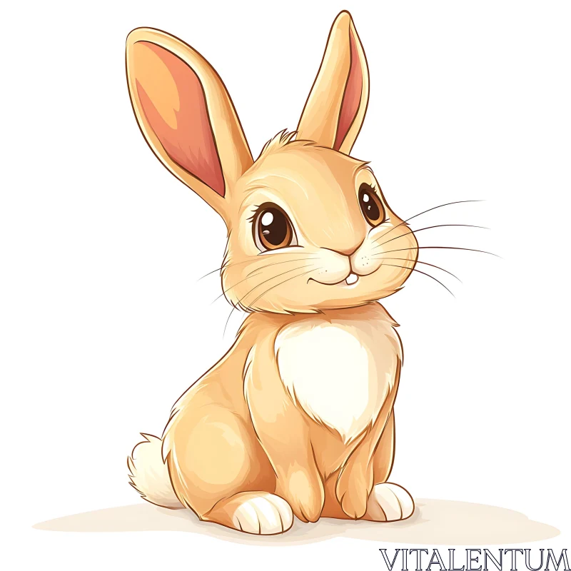 Charming Tan Rabbit Cartoon AI Image