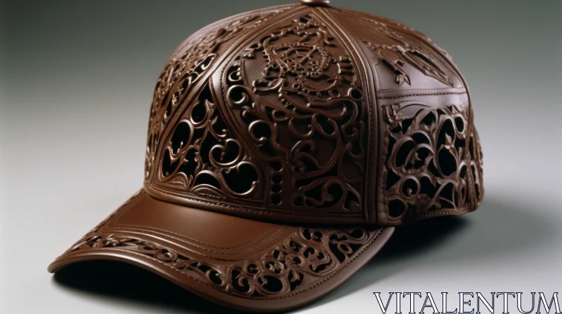 Intricate Carved Chocolate Baseball Cap - Photorealistic Kinetic Art AI Image