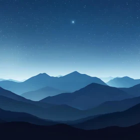 Blue Gradient Mountain Nightscape