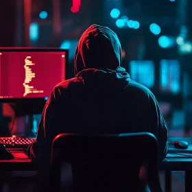 Anonymous Coder in Neon Lit Room