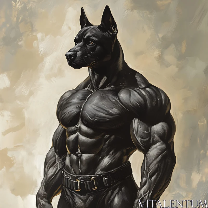 Anthropomorphic Canine with Muscular Build AI Image