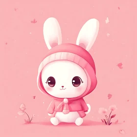 Cute Bunny in Pink Hoodie